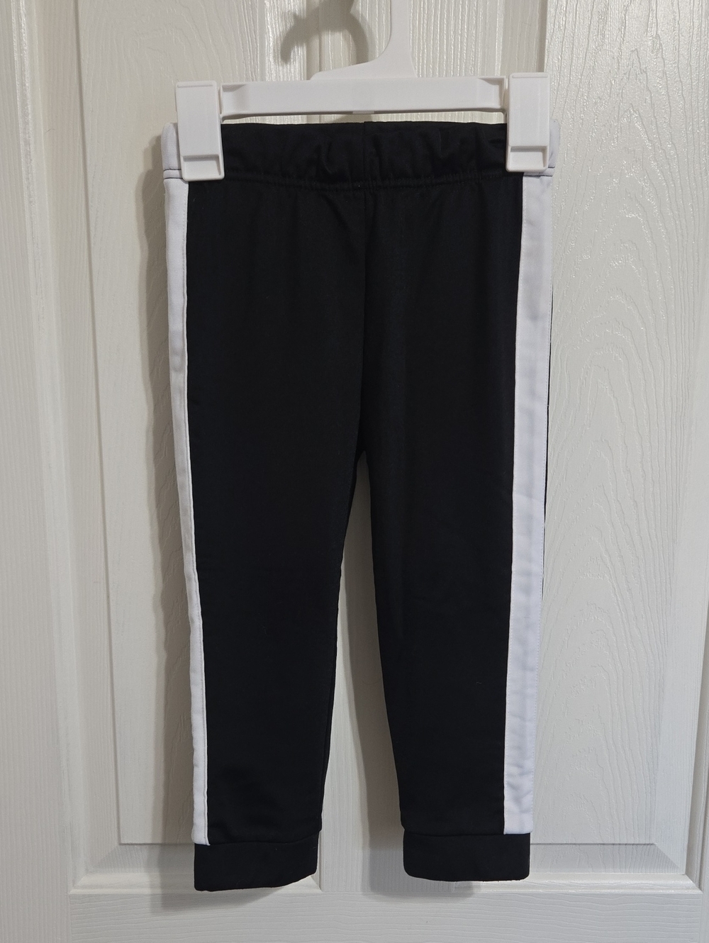 Black Kids Track Pants with White Side Stripes
